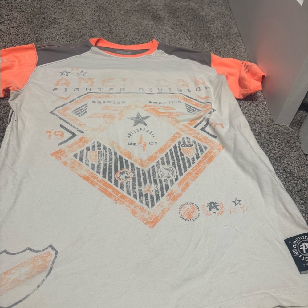 American Fighter White and Orange Short Sleeve Tee
